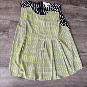 MICHAEL Michael Kors Yellow Green Pleated Sleeveless Top#3